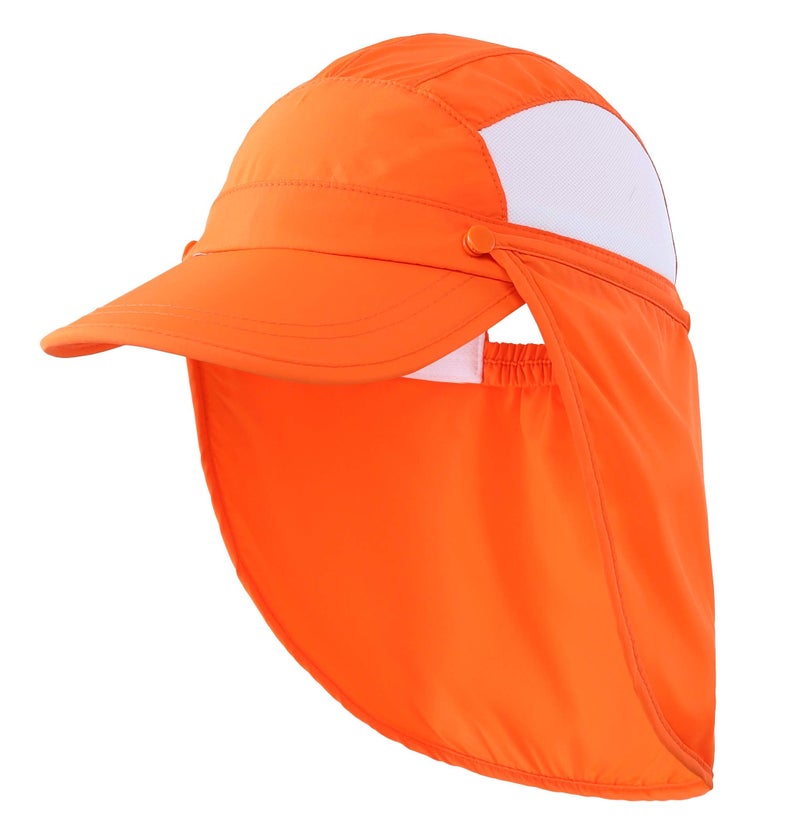 Connectyle Kids Boys Baseball Hat with Neck Flap UPF 50+ Mesh Sun Hats UV Sun Protection Trucker Hat Orange - Image 1